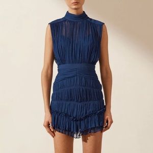 Shona Joy Safira Sleeveless Ruched Mini Dress - Agean Blue